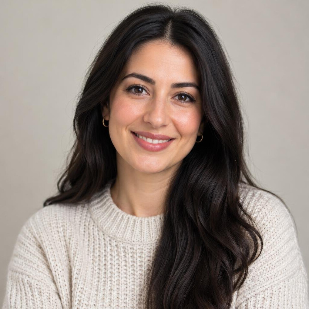 Portrait of a smiling woman with long hair