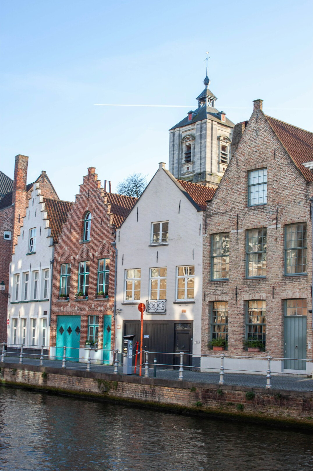 Historic European old town buildings along a canal